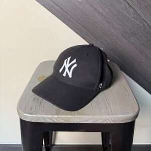 '47 New York Yankees MLB Adjustable Dad Hat Black White Logo OSFA